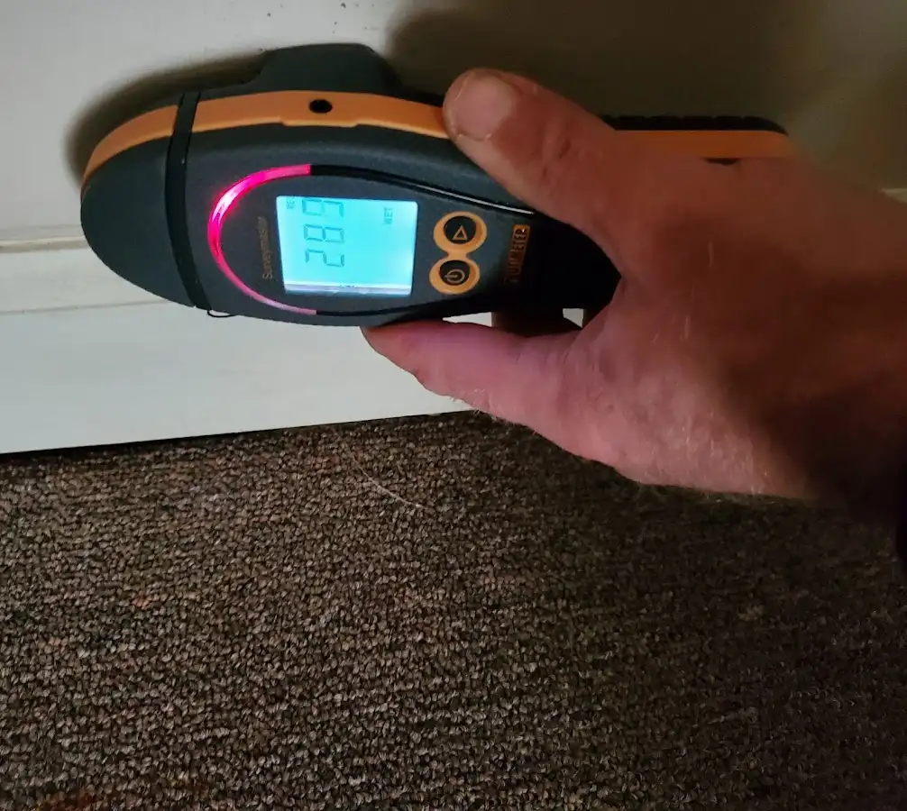 Moisture detection at baseboard during Mold Inspection & Testing in Chesapeake Beach